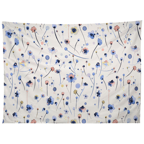 Ninola Design Soft Flowers Blue Tapestry