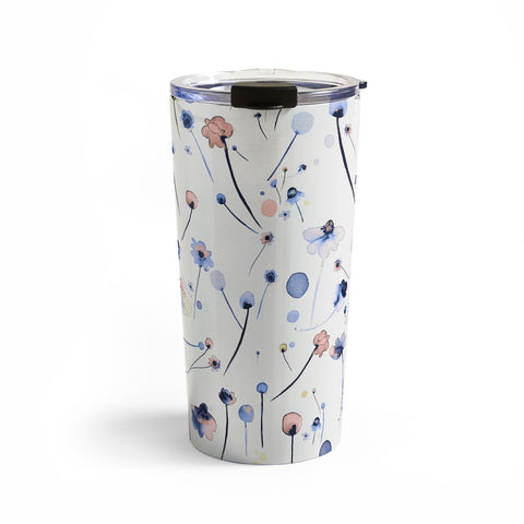 Ninola Design Soft Flowers Blue Travel Mug