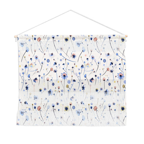 Ninola Design Soft Flowers Blue Wall Hanging Landscape