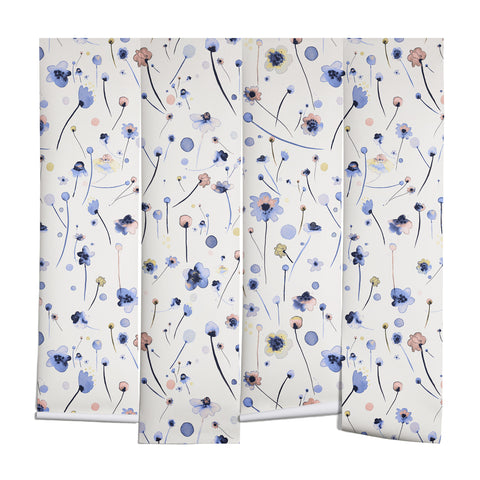 Ninola Design Soft Flowers Blue Wall Mural