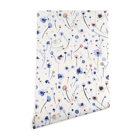 Ninola Design Soft Flowers Blue Wallpaper