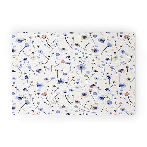 Ninola Design Soft Flowers Blue Welcome Mat