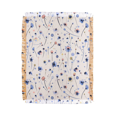 Ninola Design Soft Flowers Blue Throw Blanket