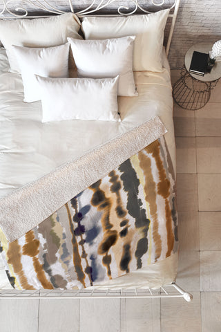 Ninola Design Soft lines sand gold Fleece Throw Blanket