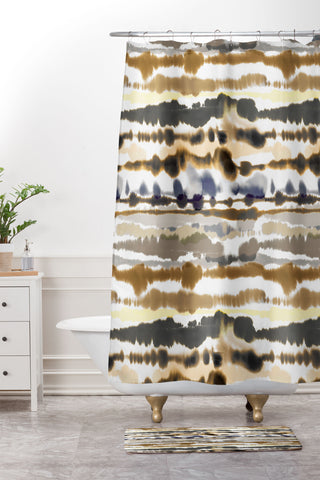 Ninola Design Soft lines sand gold Shower Curtain And Mat