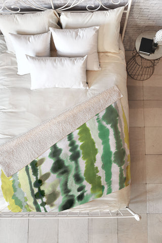 Ninola Design Soft lines tropical green Fleece Throw Blanket