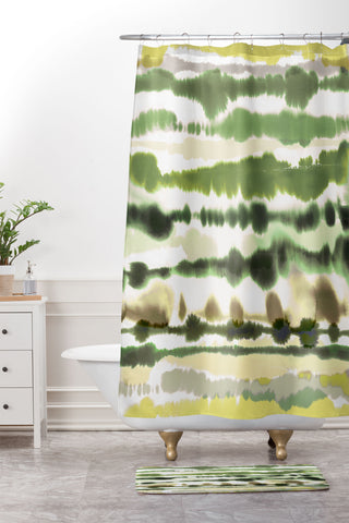 Ninola Design Soft lines tropical green Shower Curtain And Mat