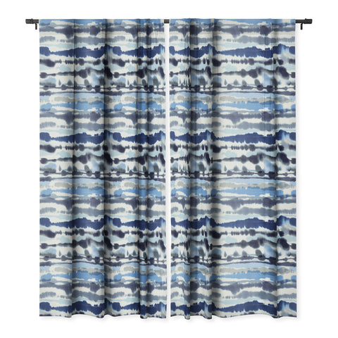 Ninola Design Soft relaxing lines blue Blackout Window Curtain