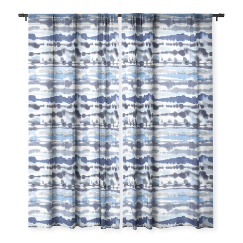 Ninola Design Soft relaxing lines blue Sheer Window Curtain