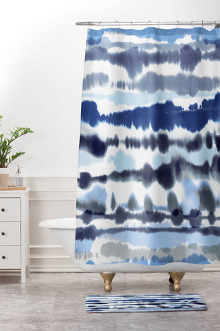 Ninola Design Soft relaxing lines blue Shower Curtain And Mat