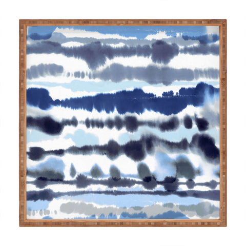 Ninola Design Soft relaxing lines blue Square Tray