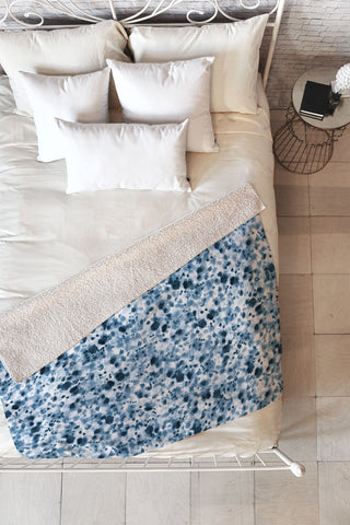 Ninola Design Soft Watercolor Spots Indigo Fleece Throw Blanket