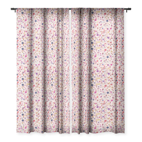 Ninola Design Splash watercolor drops Pink Sheer Window Curtain