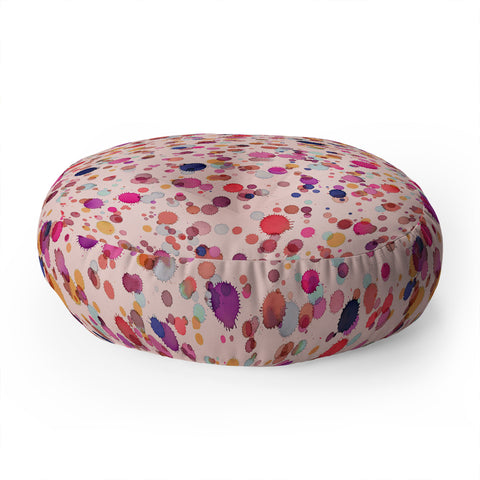 Ninola Design Splash watercolor drops Pink Floor Pillow Round