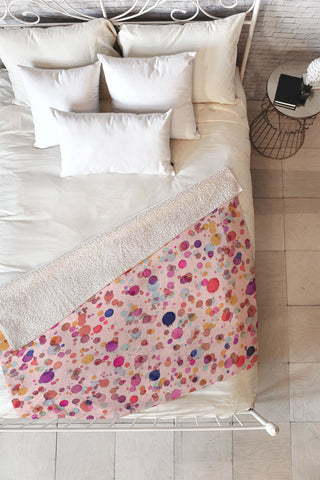 Ninola Design Splash watercolor drops Pink Fleece Throw Blanket