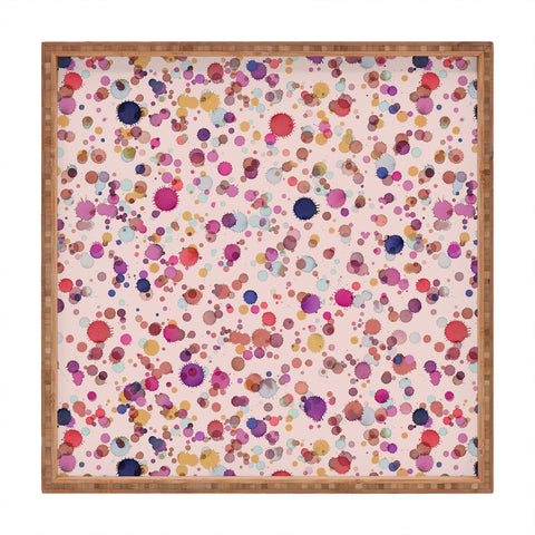 Ninola Design Splash watercolor drops Pink Square Tray