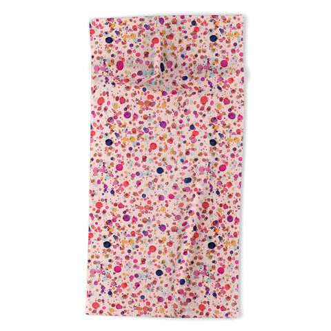 Ninola Design Splash watercolor drops Pink Beach Towel