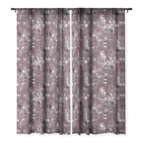 Ninola Design Splatter Space Burgundy Sheer Window Curtain