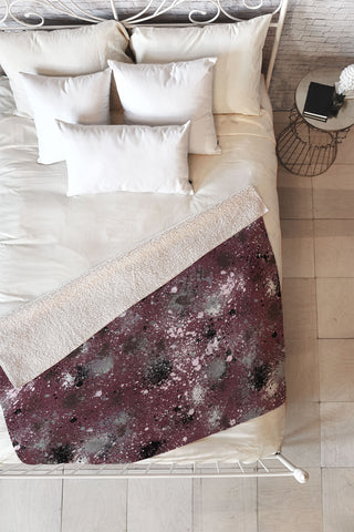 Ninola Design Splatter Space Burgundy Fleece Throw Blanket