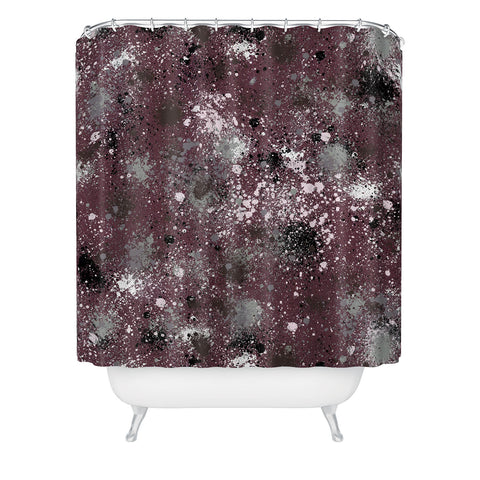 Ninola Design Splatter Space Burgundy Shower Curtain