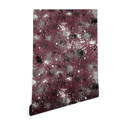 Ninola Design Splatter Space Burgundy Wallpaper