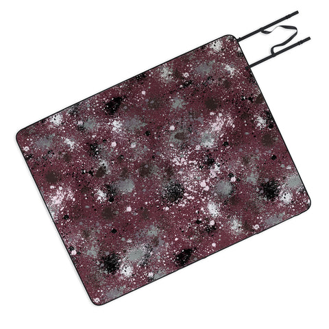 Ninola Design Splatter Space Burgundy Picnic Blanket