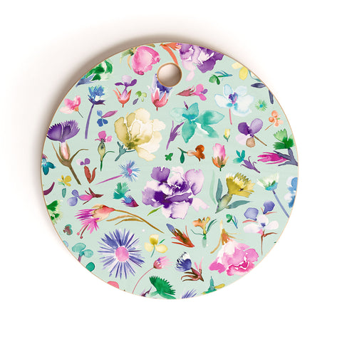 Ninola Design Spring buds and flowers Soft Cutting Board Round