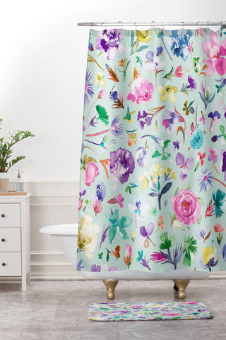 Ninola Design Spring buds and flowers Soft Shower Curtain And Mat