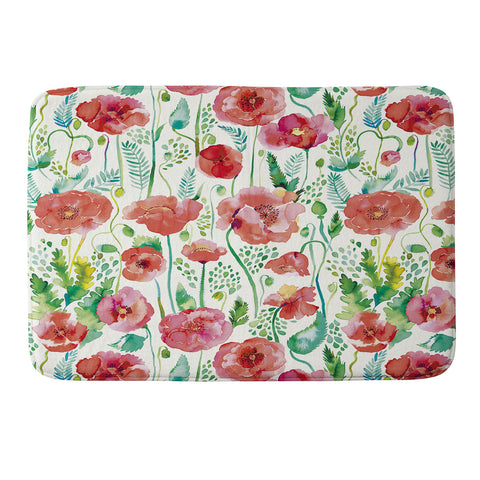 Ninola Design Spring Cute Poppies Memory Foam Bath Mat