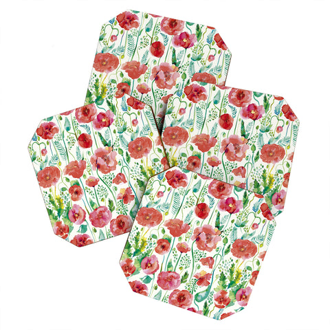 Ninola Design Spring Cute Poppies Coaster Set