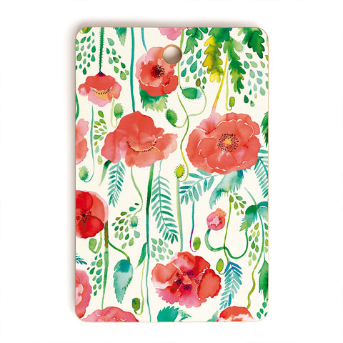 Ninola Design Spring Cute Poppies Cutting Board Rectangle