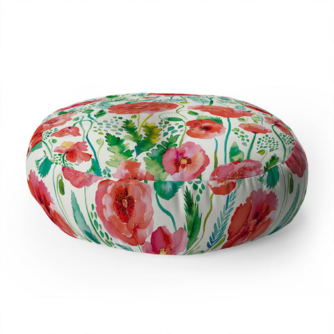 Ninola Design Spring Cute Poppies Floor Pillow Round