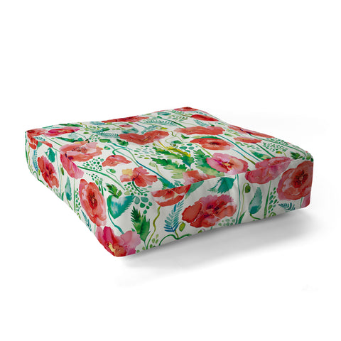 Ninola Design Spring Cute Poppies Floor Pillow Square