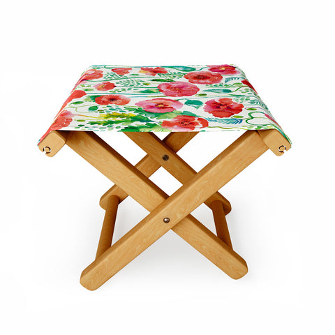 Ninola Design Spring Cute Poppies Folding Stool