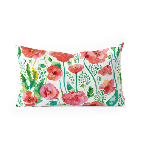 Ninola Design Spring Cute Poppies Oblong Throw Pillow
