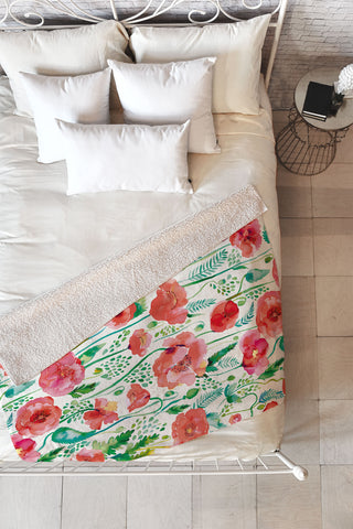 Ninola Design Spring Cute Poppies Fleece Throw Blanket