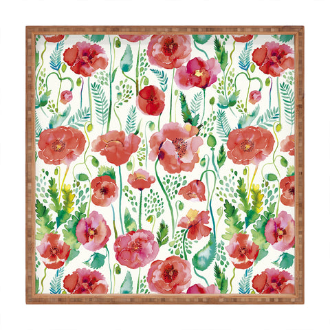 Ninola Design Spring Cute Poppies Square Tray
