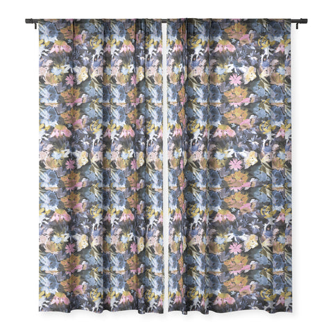 Ninola Design Spring Memories Dark Painting Sheer Window Curtain