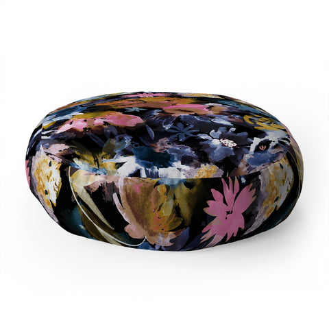 Ninola Design Spring Memories Dark Painting Floor Pillow Round