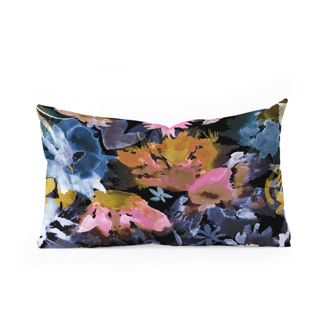 Ninola Design Spring Memories Dark Painting Oblong Throw Pillow