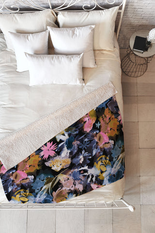 Ninola Design Spring Memories Dark Painting Fleece Throw Blanket