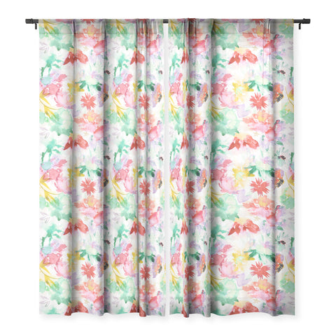 Ninola Design Spring memories floral painting Sheer Window Curtain
