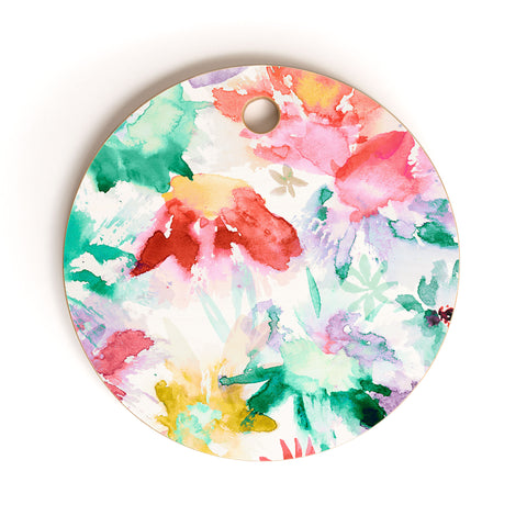 Ninola Design Spring memories floral painting Cutting Board Round