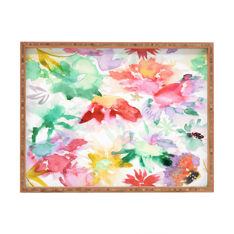 Ninola Design Spring memories floral painting Rectangular Tray
