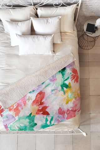 Ninola Design Spring memories floral painting Fleece Throw Blanket