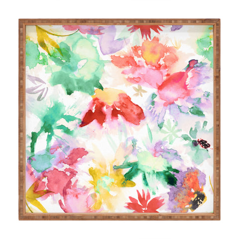 Ninola Design Spring memories floral painting Square Tray