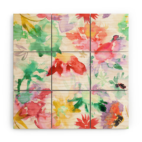 Ninola Design Spring memories floral painting Wood Wall Mural