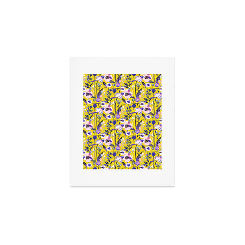 Ninola Design Spring poppies and daisies flowers mustard Art Print
