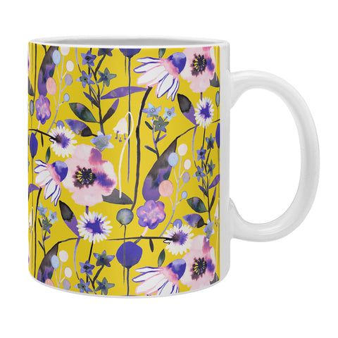 Ninola Design Spring poppies and daisies flowers mustard Coffee Mug