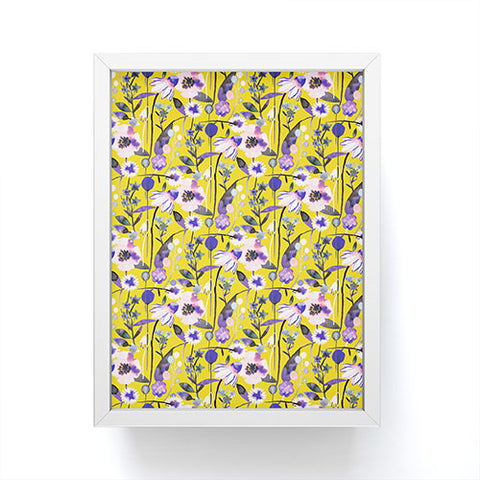 Ninola Design Spring poppies and daisies flowers mustard Framed Mini Art Print